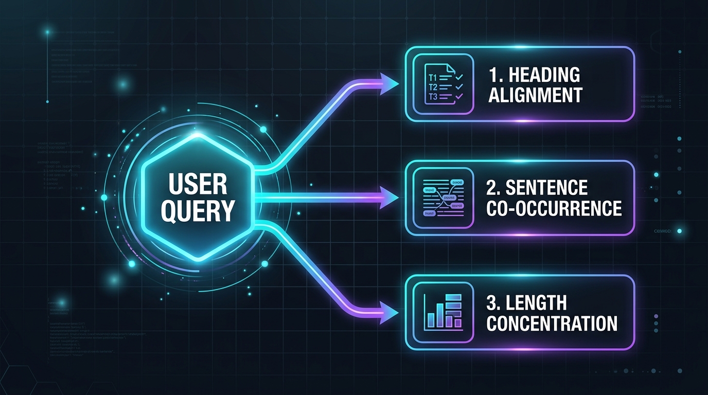 The three pillars of query-alignment are Heading Alignment, Sentence Co-Occurrence, and Length Concentration.